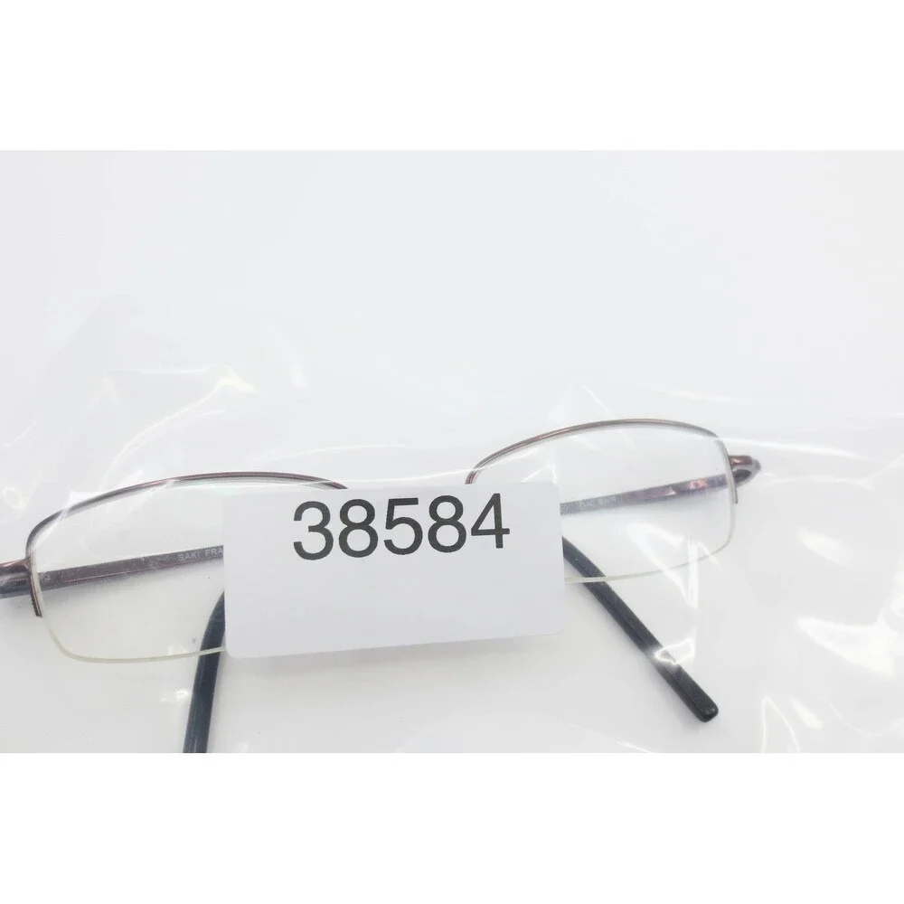 Saki MOD.307 Brown Semi Rimless Rectangular Eyeglass Frames Japan 50-17-140 BWN